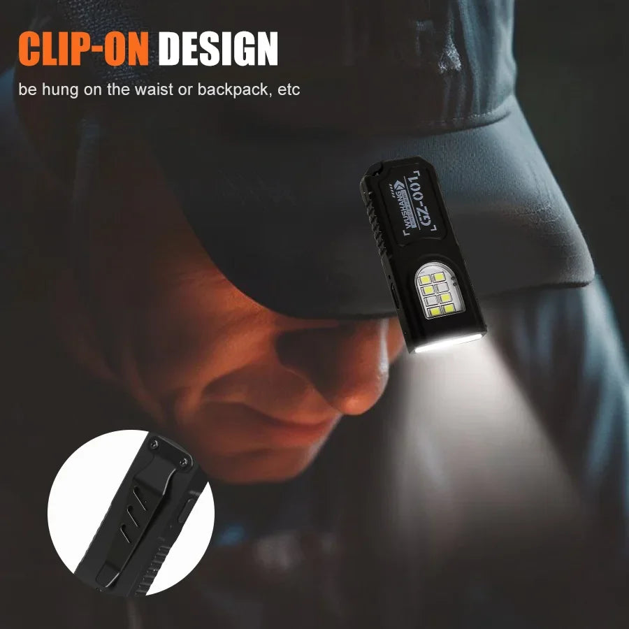 Linterna Mini LED COB Llavero Recargable USB con Imán y Clip