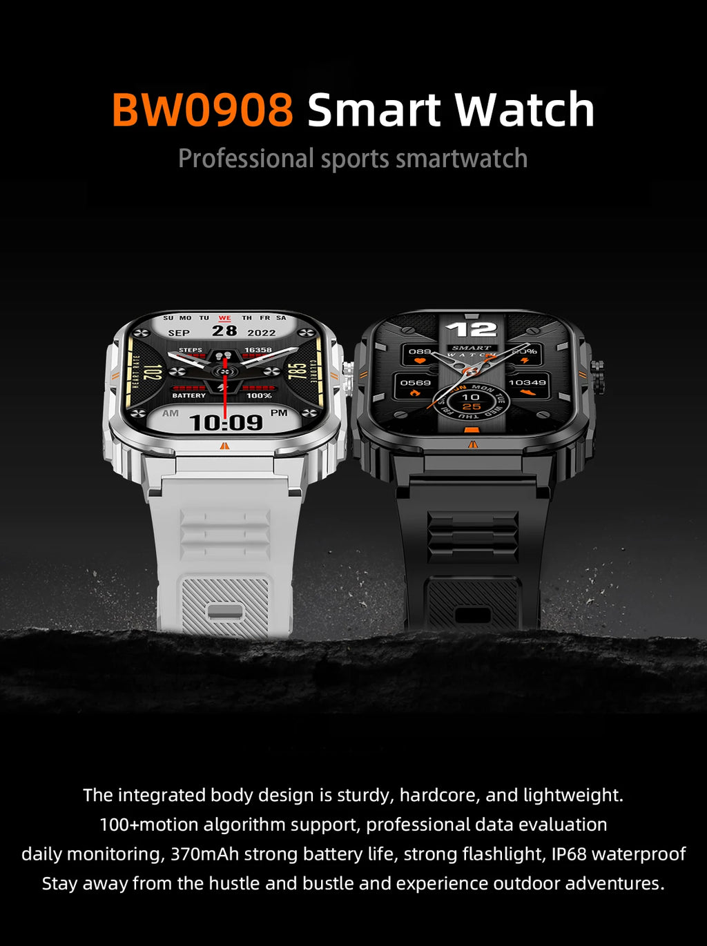 LIGE Reloj Inteligente Militar IP68 Linterna