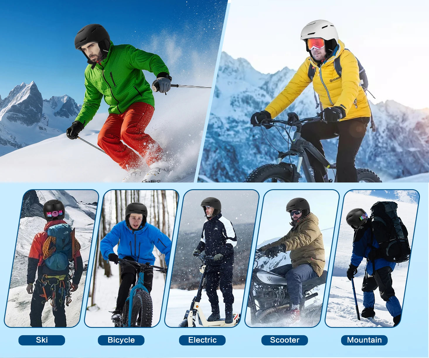 Casco de esquí con pantalla LED, PC y EPS Deportes al aire libre, esquí Snowboard y monopatín