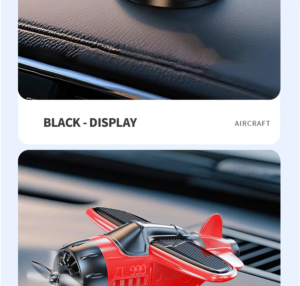 Mini avión con energía Solar, fragancia sólida, consola central para coche, adorno para salpicadero 360 °   Aire más fresco giratorio para aviones creativos