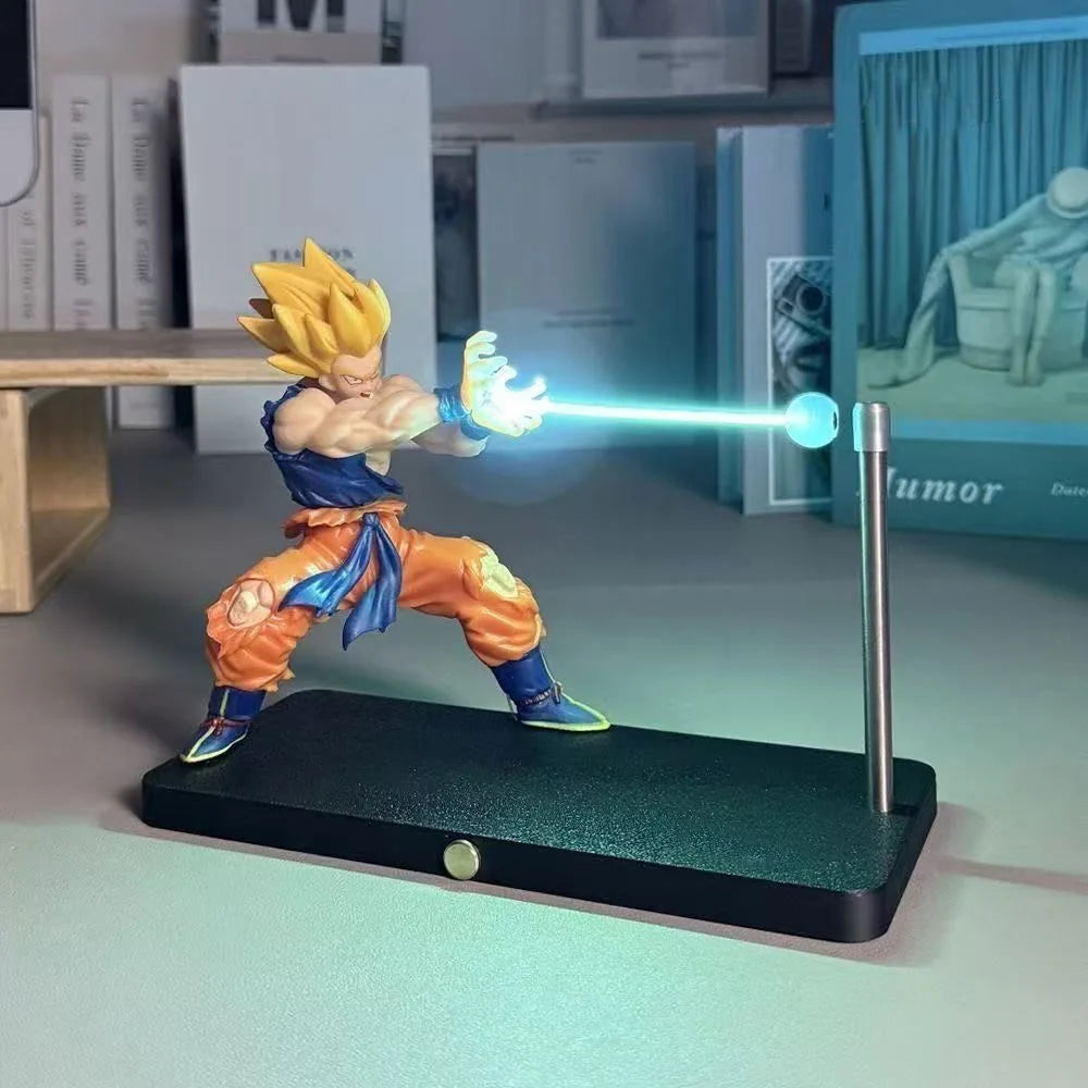 DRAGON BALL Son Goku Kamehameha lámpara de noche decoración de escritorio modelo noche anime que rodea juguetes para niños regalo de cumpleaños