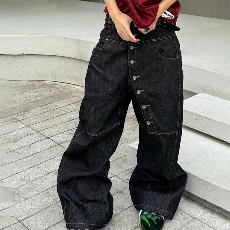 Pantalones Vaqueros Holgados de Pierna Ancha para Hombre, Estilo Hip-Hop