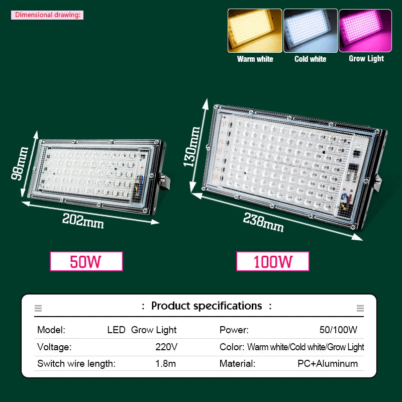 Reflector LED 50W 100W IP65 Impermeable para Interior y Exterior