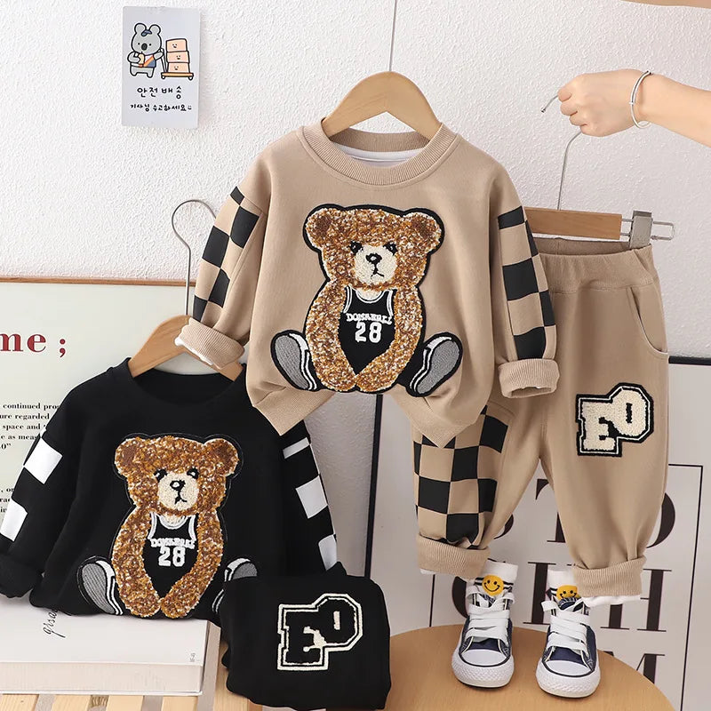 Sudaderas con capucha de moda para bebés, conjuntos de ropa para niños y niñas, sudadera de manga larga y pantalones, traje informal para primavera y otoño