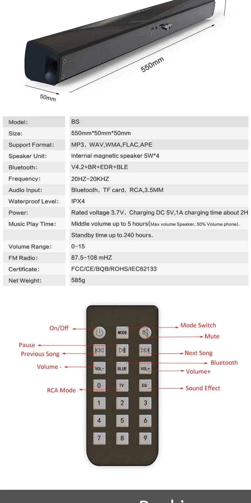 Sistema de sonido de cine en casa, altavoces Bluetooth para ordenador, barra de sonido para TV, Subwoofer, Radio, centro de música, columna Boom Box, 3dhome
