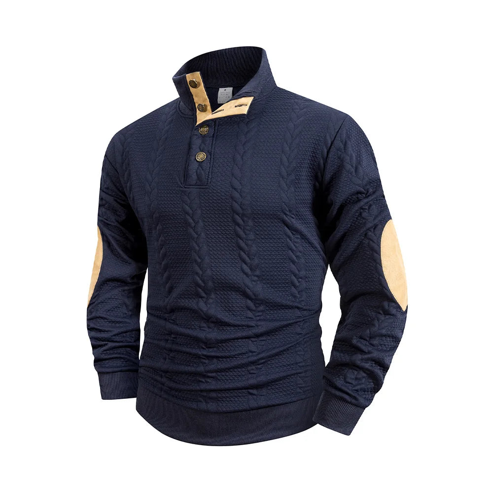 Suéter Tejido Jacquard Hombre Cuello Alto con Botones