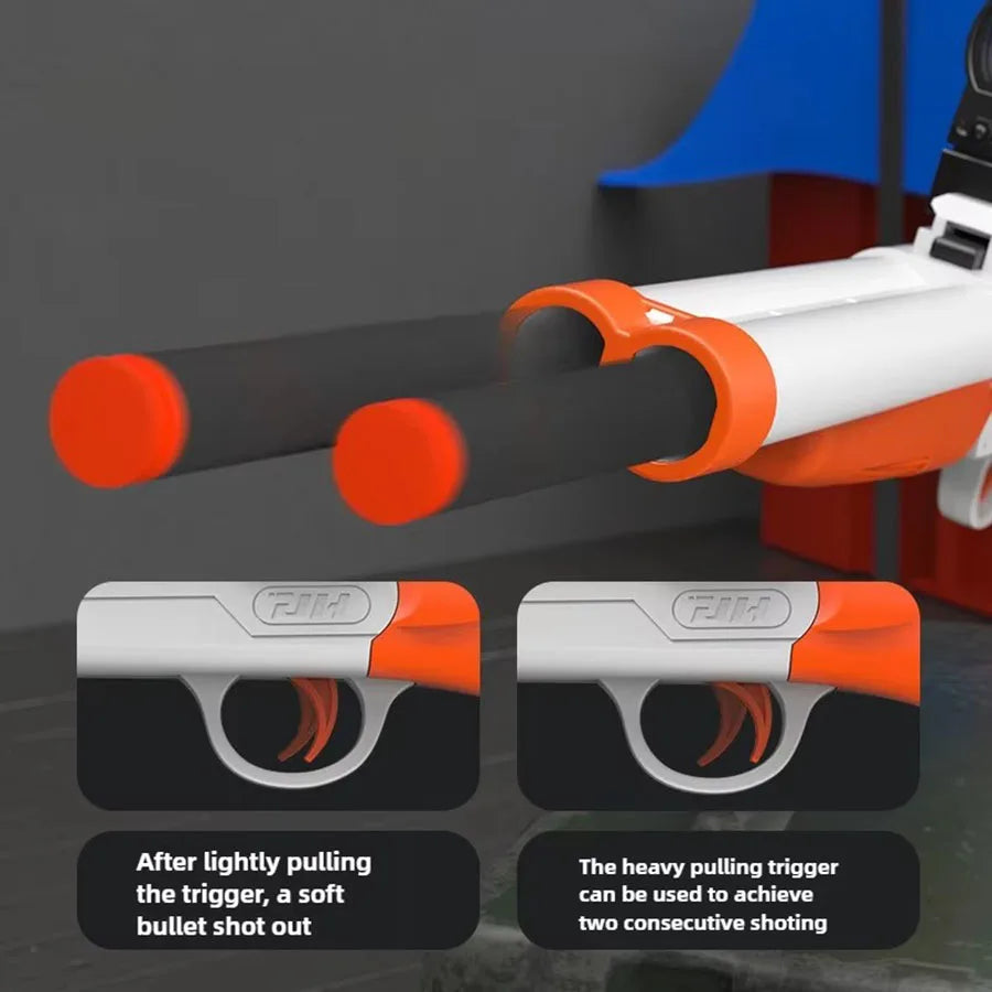Pistolas de juguete de bala blanda Manual S686 de doble cañón, dardos de espuma, modelo de disparo seguro de plástico, juguetes para niños, juegos para niños