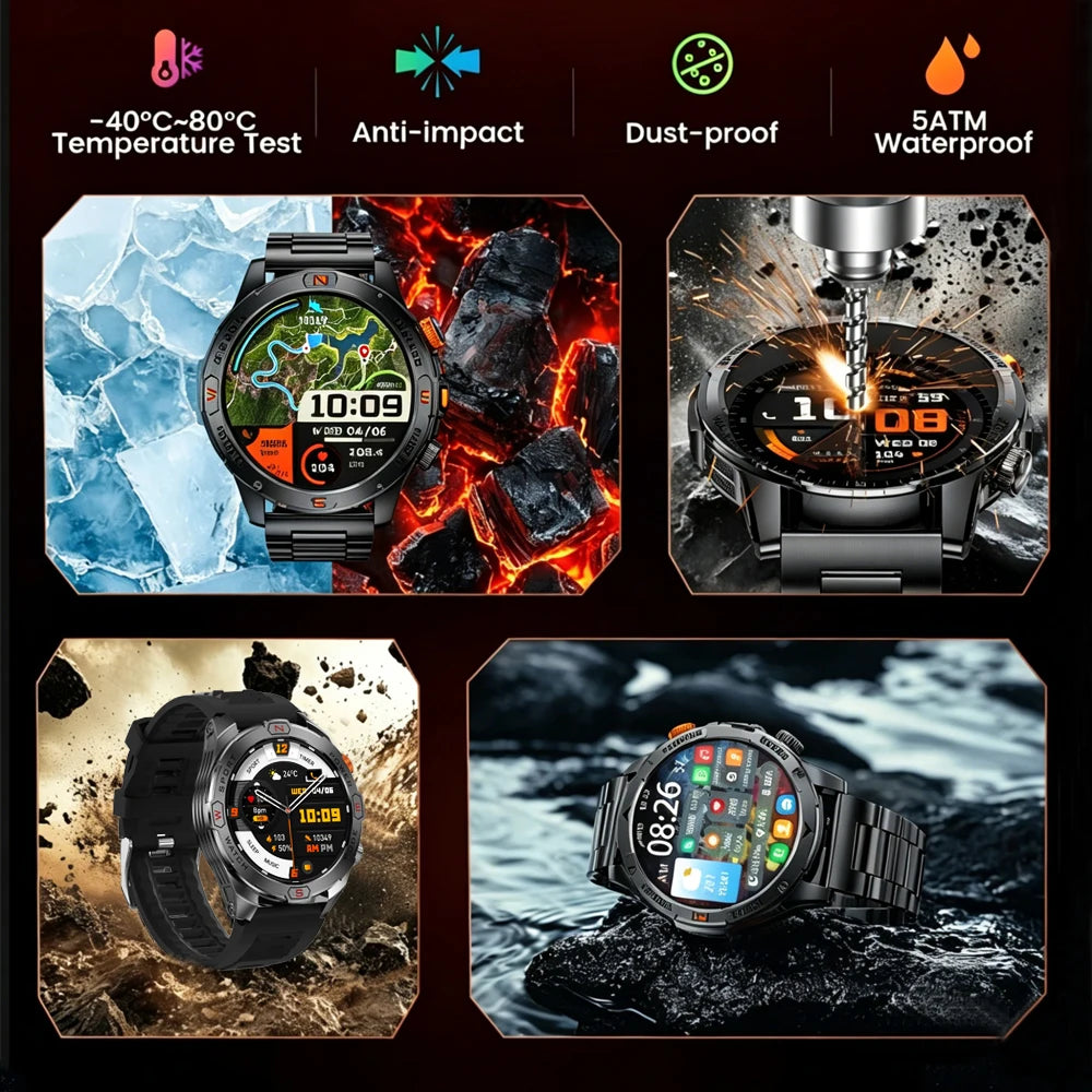 Reloj Inteligente Militar 1200mAh Brújula
