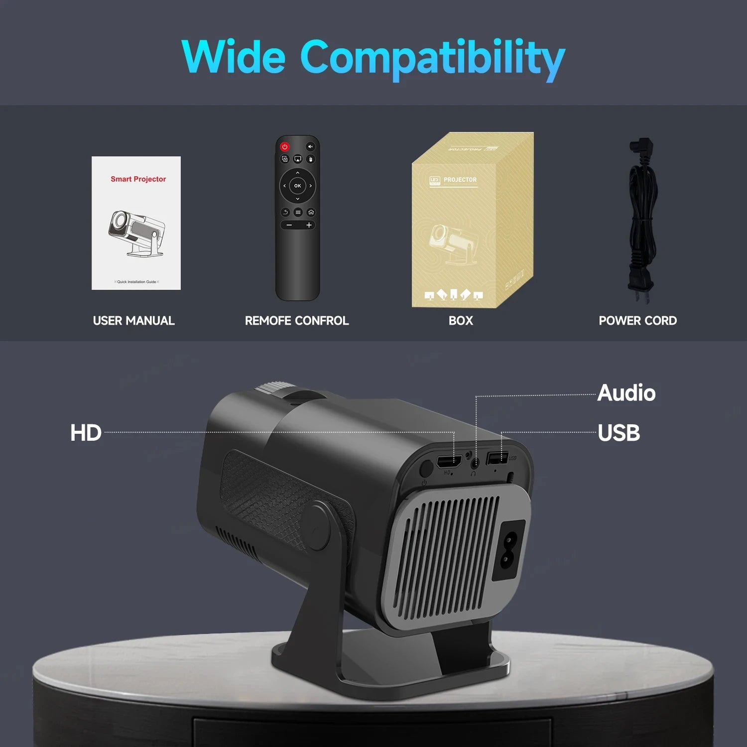 Magcubic HY320 Mini proyector nuevo nativo 720P Android 11 4K 300ANSI Wifi6 BT5.0 cine portátil al aire libre 180 °   Proyector giratorio