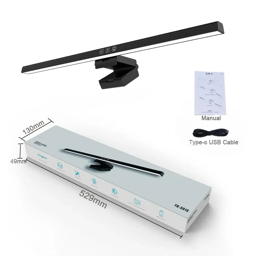 Barra de luz para Monitor de ordenador de 50cm, luces colgantes para pantalla, atenuación continua, lámpara de escritorio USB para estudio, luz de lectura, lámpara para Monitor de mesa