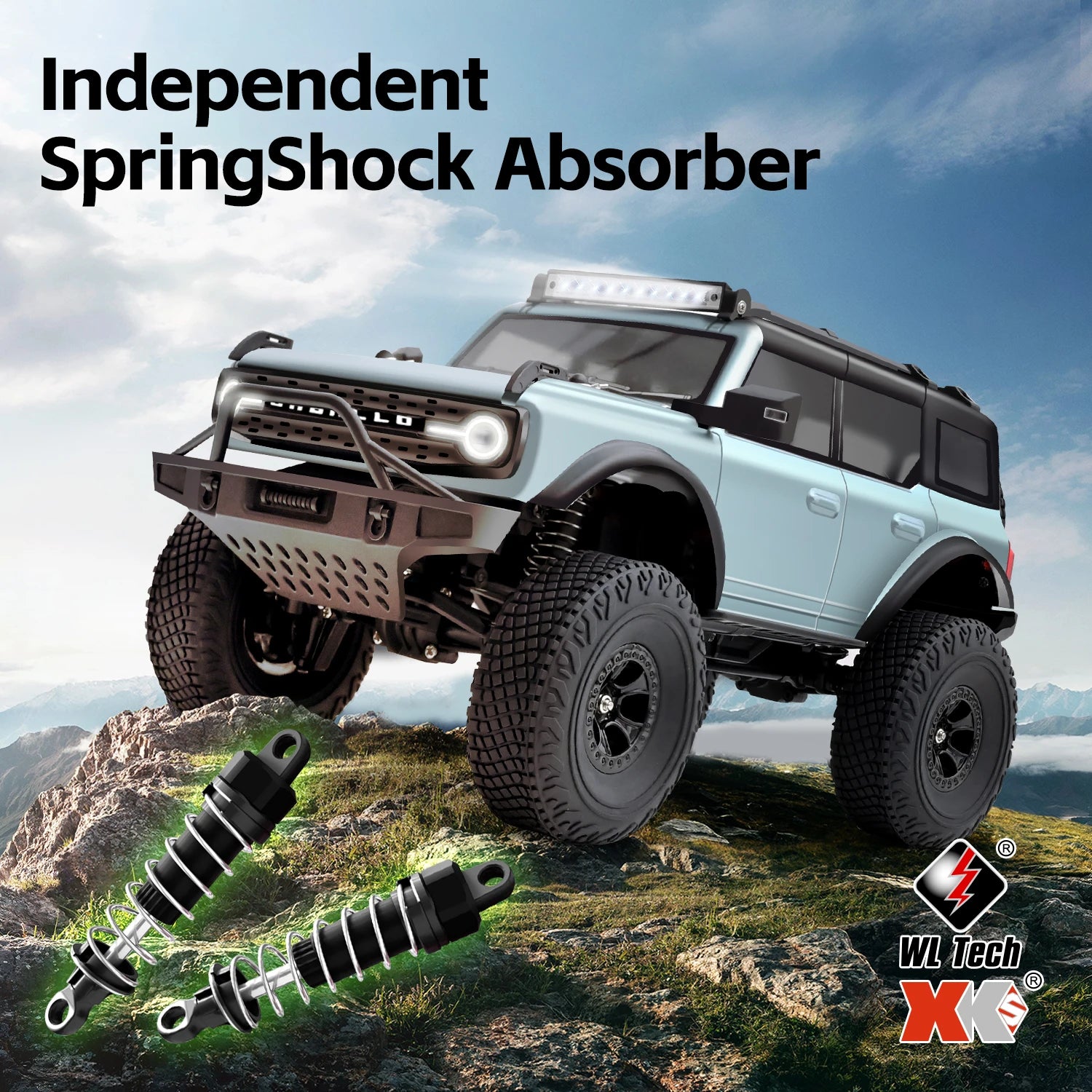 WLtoys 184023 1:18 Vehículo Todoterreno 4WD, Auto RC 2.4G RTR, Crawler Eléctrico a Control Remoto con Luces LED, Juguetes para Niños