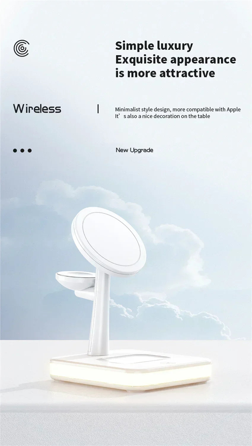 Base de Carga Inalámbrica Magnética 3 en 1 para iPhone 17 16 15 14 13 Pro Max Mini, Estación de Carga para Airpods Pro/Apple Watch