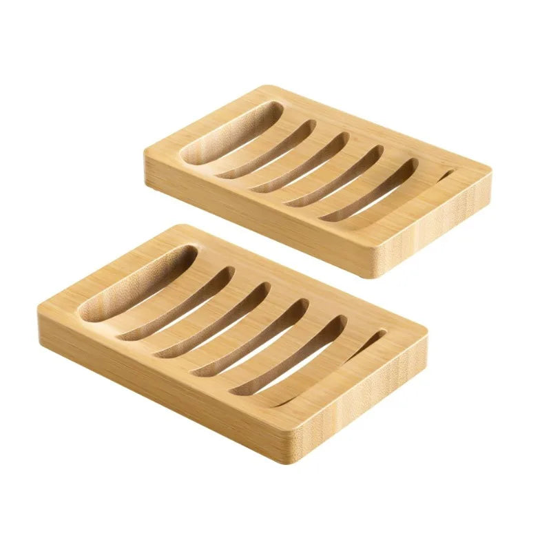 Juego de Jaboneras de Bambú Natural con Bandeja Autodrenante, Diseño Rústico y Elegante para Baño, Cocina, Fregadero, Jabón en Barra