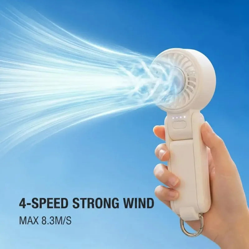 Ventilador de Mano Portátil con Enfriamiento por Hielo, 4 Velocidades, Recargable, Ligero, para Verano, Camping y Actividades al Aire Libre