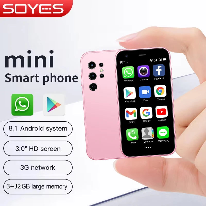 Teléfonos Inteligentes SOYES S23 Pro y Mini 24, Android 8.1, Doble SIM, Pantalla HD de 3.0'', Batería de 1000 mAh, WIFI, Bluetooth, 3G, Teléfono Móvil Pequeño