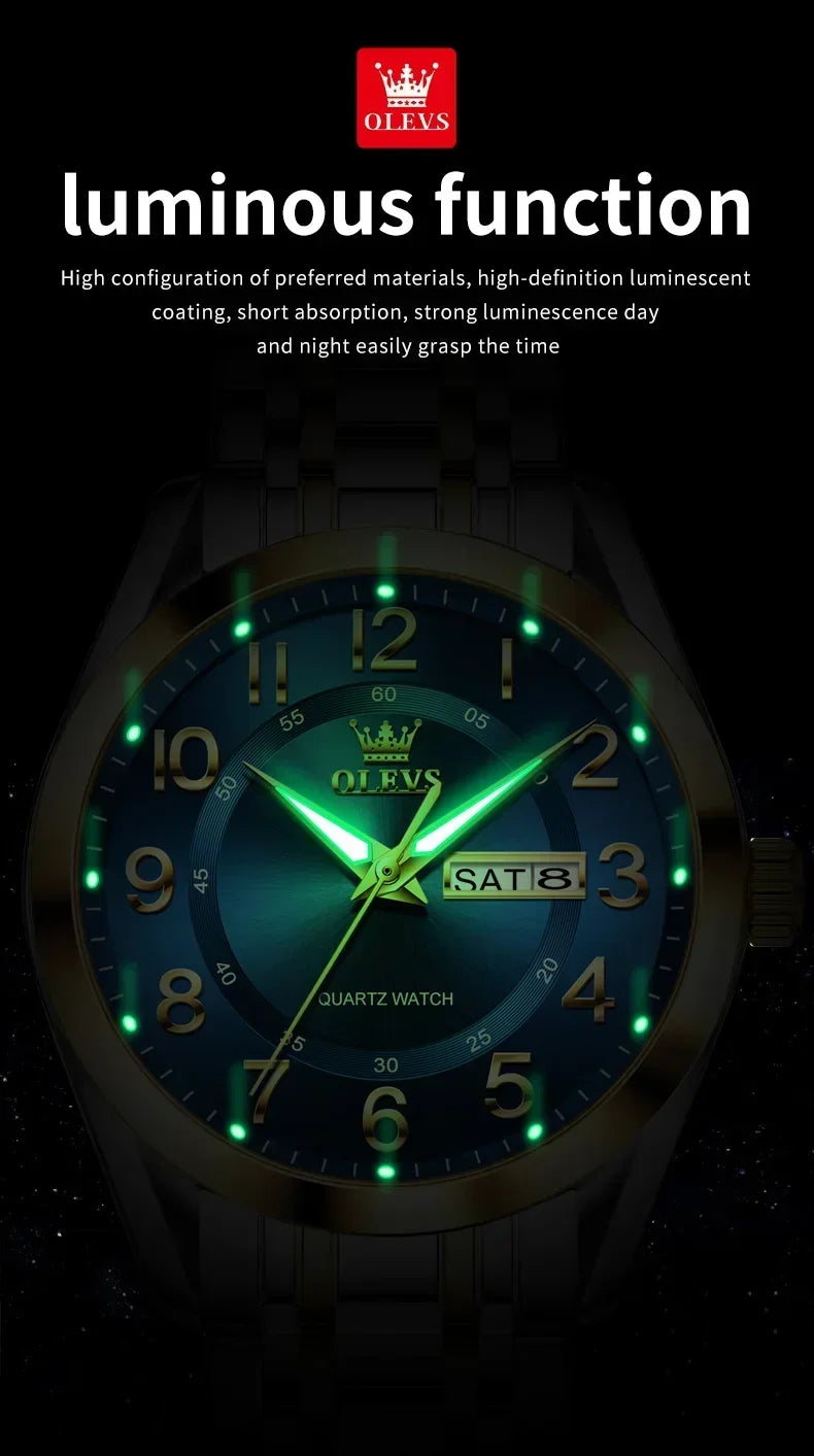 Reloj de Cuarzo para Hombre OLEVS 3666 Luminoso Acero Inoxidable