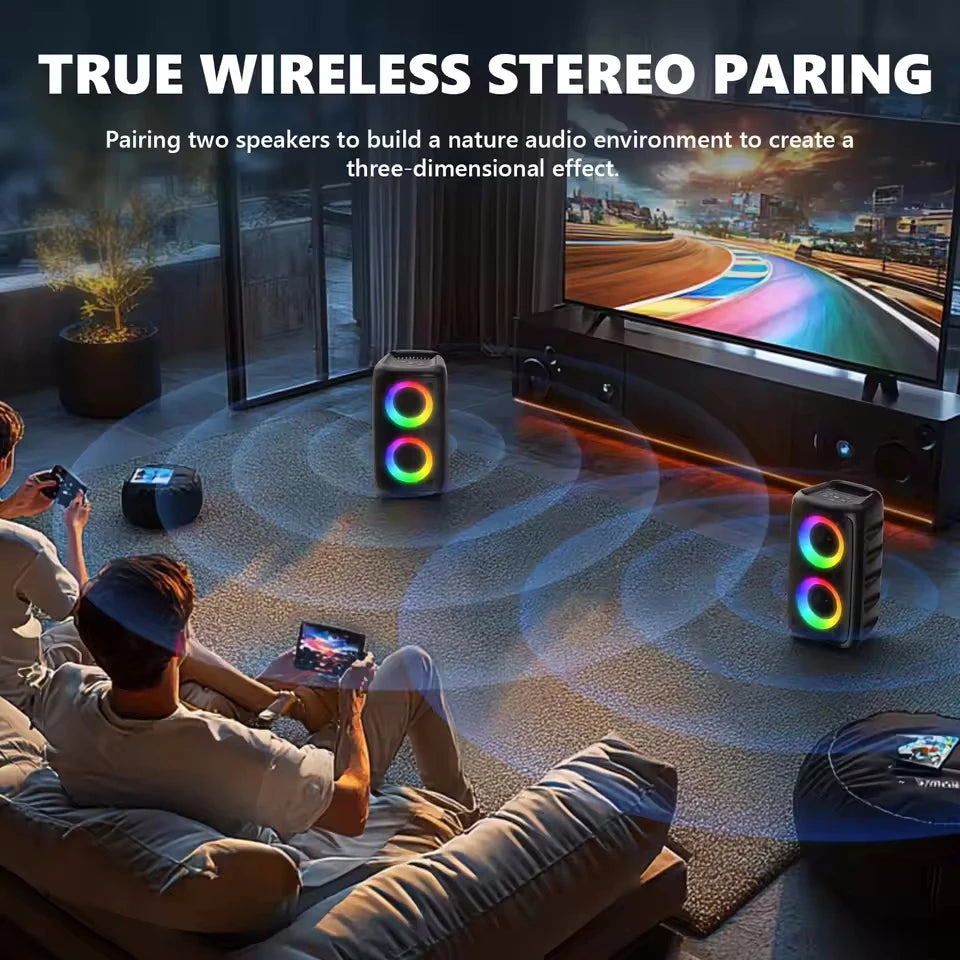 Altavoz inalámbrico De Karaoke con Bluetooth, Subwoofer portátil con micrófono, Radio, lámpara FM, caja De sonido, música, LED, TWS, Caixa De Som