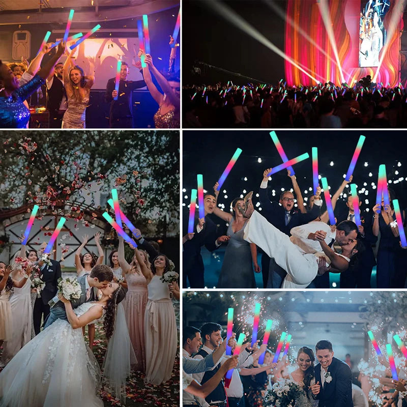 15/30 Uds. Barras luminosas LED a granel coloridas RGB, barra de espuma brillante, tubo de animación, luz oscura para suministros para fiesta de boda, cumpleaños y Navidad