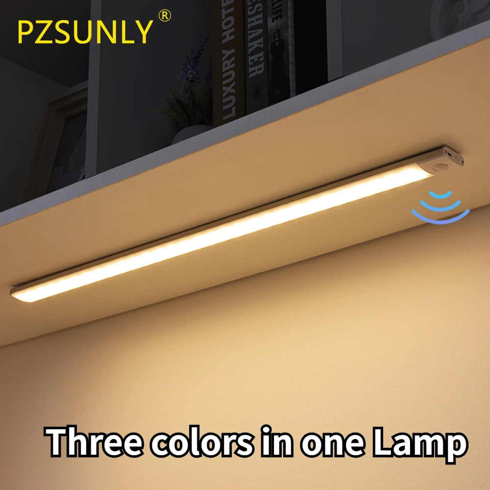 Luz Led con Sensor de movimiento recargable por USB para armario de cocina, iluminación de armario, luz nocturna LED de 10cm/20cm/40cm/60cm