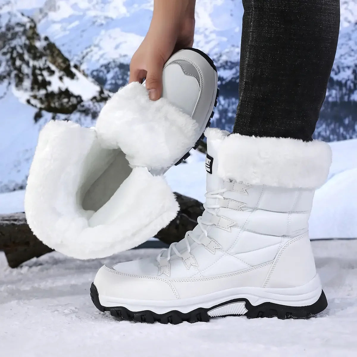 Botas de nieve para mujer forradas de felpa antideslizantes y cálidas