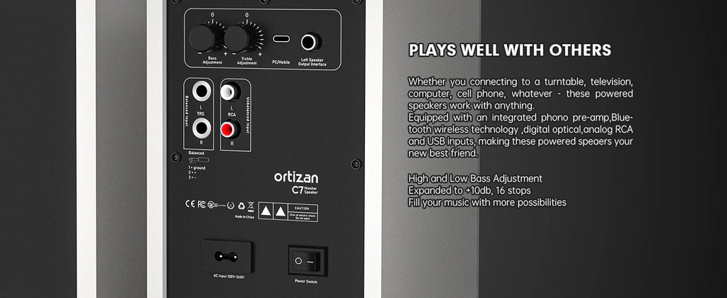 Altavoces Activos para Estantería Ortizan, Monitores de Estudio, Bluetooth 5.3 Inalámbrico, para Computadora, TV, PC, DAC USB, Sistema de Subwoofer HiFi para el Hogar