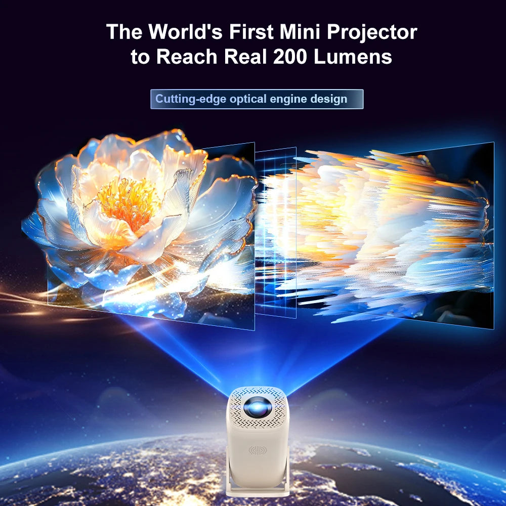 Mini proyector Android 14, decodificación 8K, WiFi6 y keystone automático