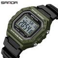 SANDA 2156 reloj de moda para hombre, relojes deportivos militares resistentes al agua, relojes de pulsera digitales Led con esfera grande del ejército, cronómetros para hombre