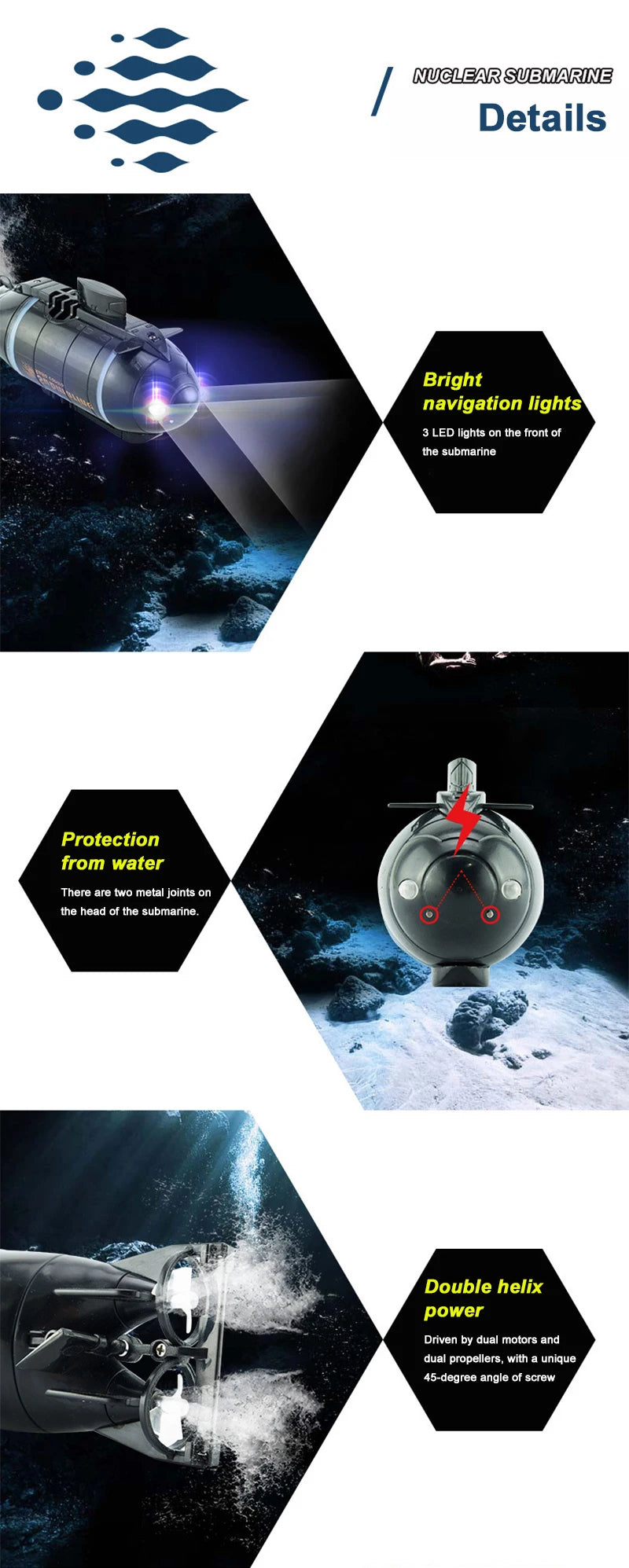 Mini Barco Submarino RC Eléctrico de Alta Velocidad para Niños