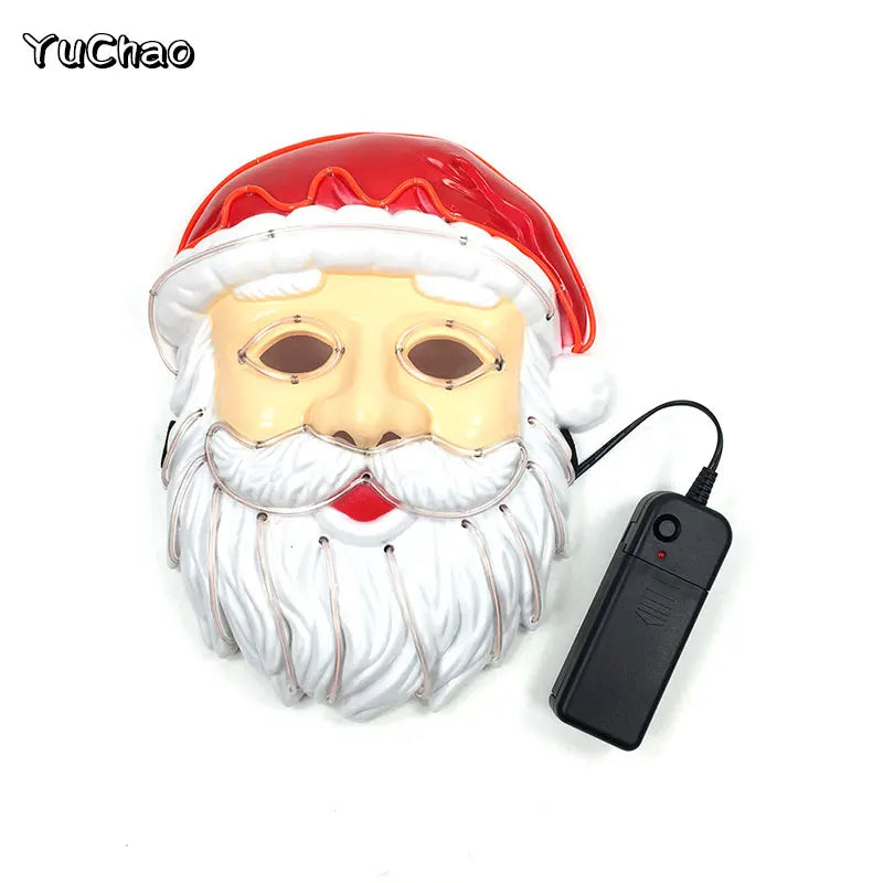 Máscara de fiesta de Navidad, mascarada de Navidad, Cosplay, Papá Noel, máscara LED, accesorios divertidos para disfraz de fiesta, regalo de Navidad, juguete para niños