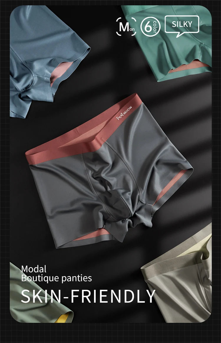 MiiOW 3 uds calzoncillos Boxer hombre ropa interior Modal seda de hielo bragas ligeras para hombre Boxershort 5A calzoncillos antibacterianos Boxer masculino