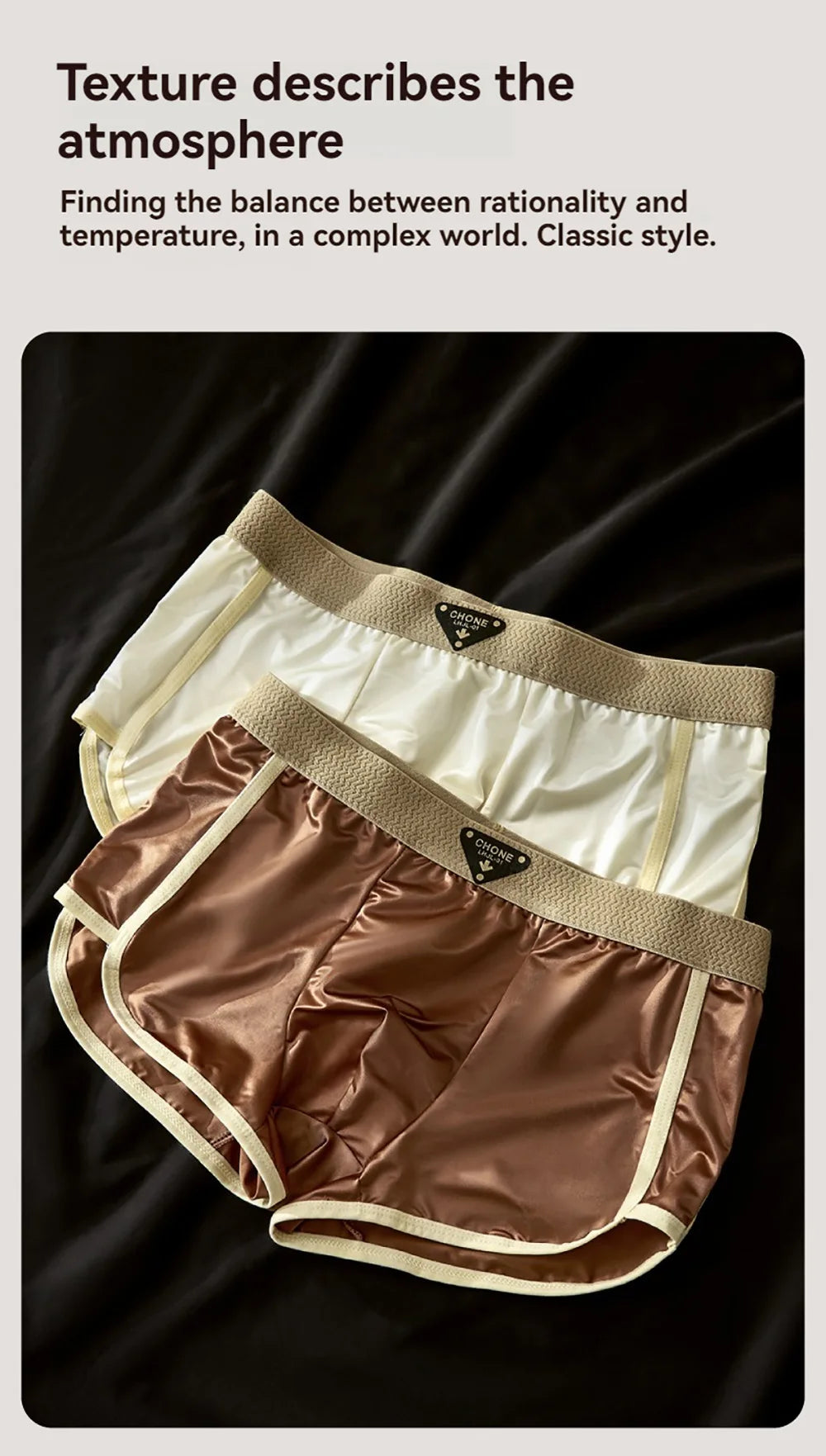 3 unids/pack de lujo sólido tipo satén Boxer hombre fresco 10A seda antibacteriana bolsa en forma de U bragas de hombre calzoncillos de cintura alta elástica