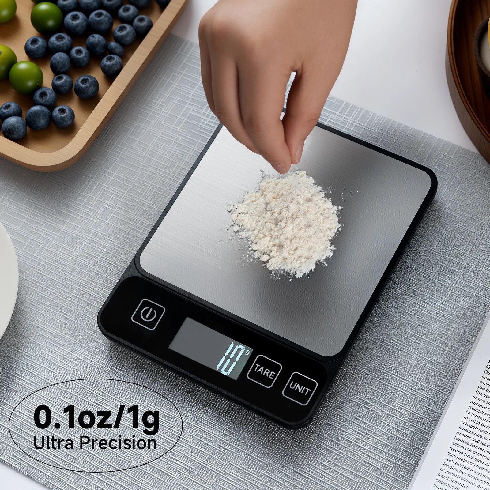 Báscula de cocina mejorada, báscula electrónica de alta precisión, alta calidad, para hornear alimentos, café, té, fruta, herramienta profesional esencial para el hogar