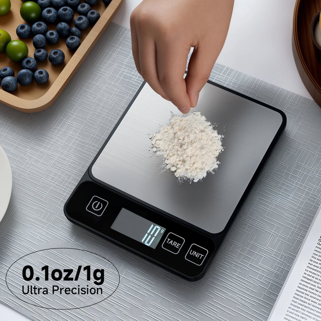 Báscula de cocina mejorada, báscula electrónica de alta precisión, alta calidad, para hornear alimentos, café, té, fruta, herramienta profesional esencial para el hogar