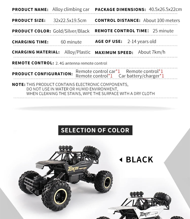 Auto RC 4x4 Todoterreno Control Remoto 1:12 OiKe con Luces LED