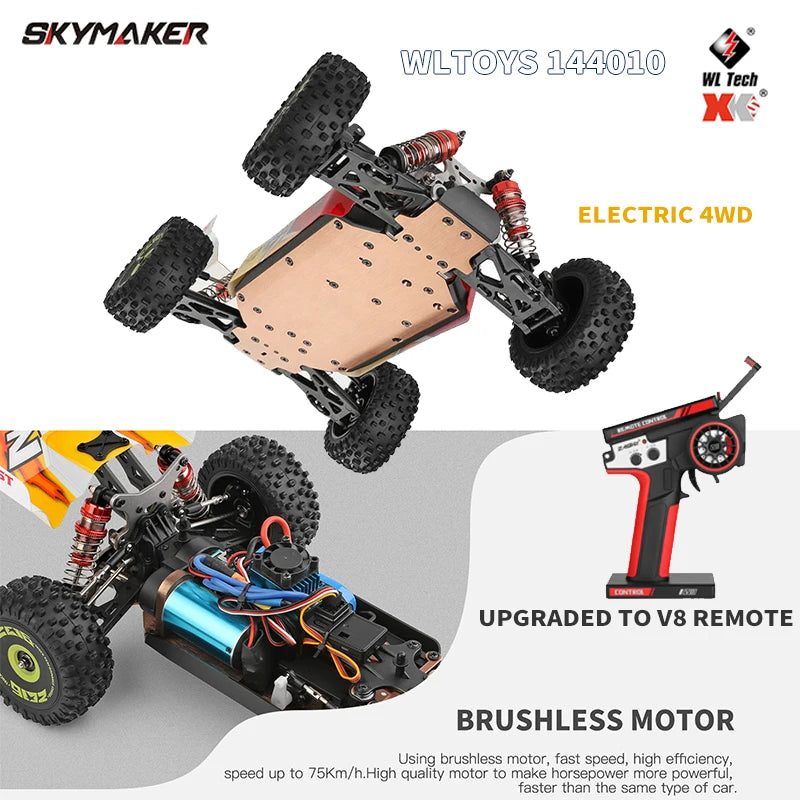 WLtoys 144001 144010   Coche teledirigido sin escobillas 1:14 2,4G 4WD eléctrico de alta velocidad todoterreno Control remoto coche de carreras de deriva 1/14 juguetes de regalo
