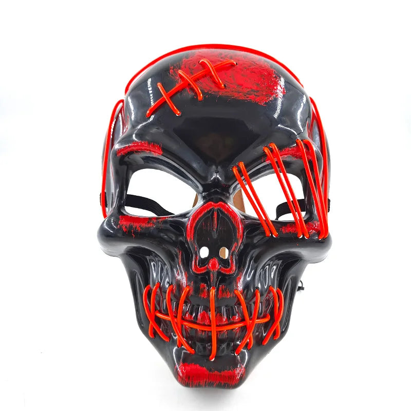 Máscara de calavera malvada, mascarada de Carnaval de Halloween, Casa Encantada, decoración aterradora, esqueleto de Cosplay, Fiesta Temática aterradora, máscara iluminada