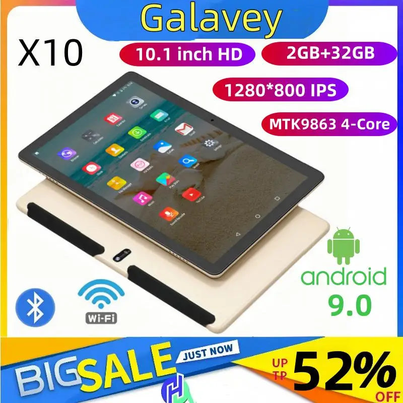 Tablet PC Android 9.0 de 10.1 Pulgadas en Oferta, CPU MTK9863 de Cuatro Núcleos, 2GB/3GB de RAM, 32GB de ROM, Cámara Dual, Pantalla IPS de 1280*800, Tipo-C, 5000mAh