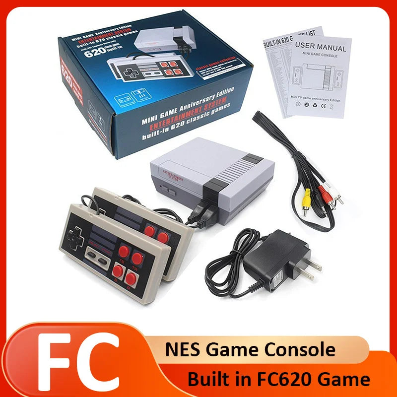 Consola de videojuegos familiar Retro para reproductor de juegos FC Home, salida AV, juego clásico FC620 integrado con mando con cable para niños