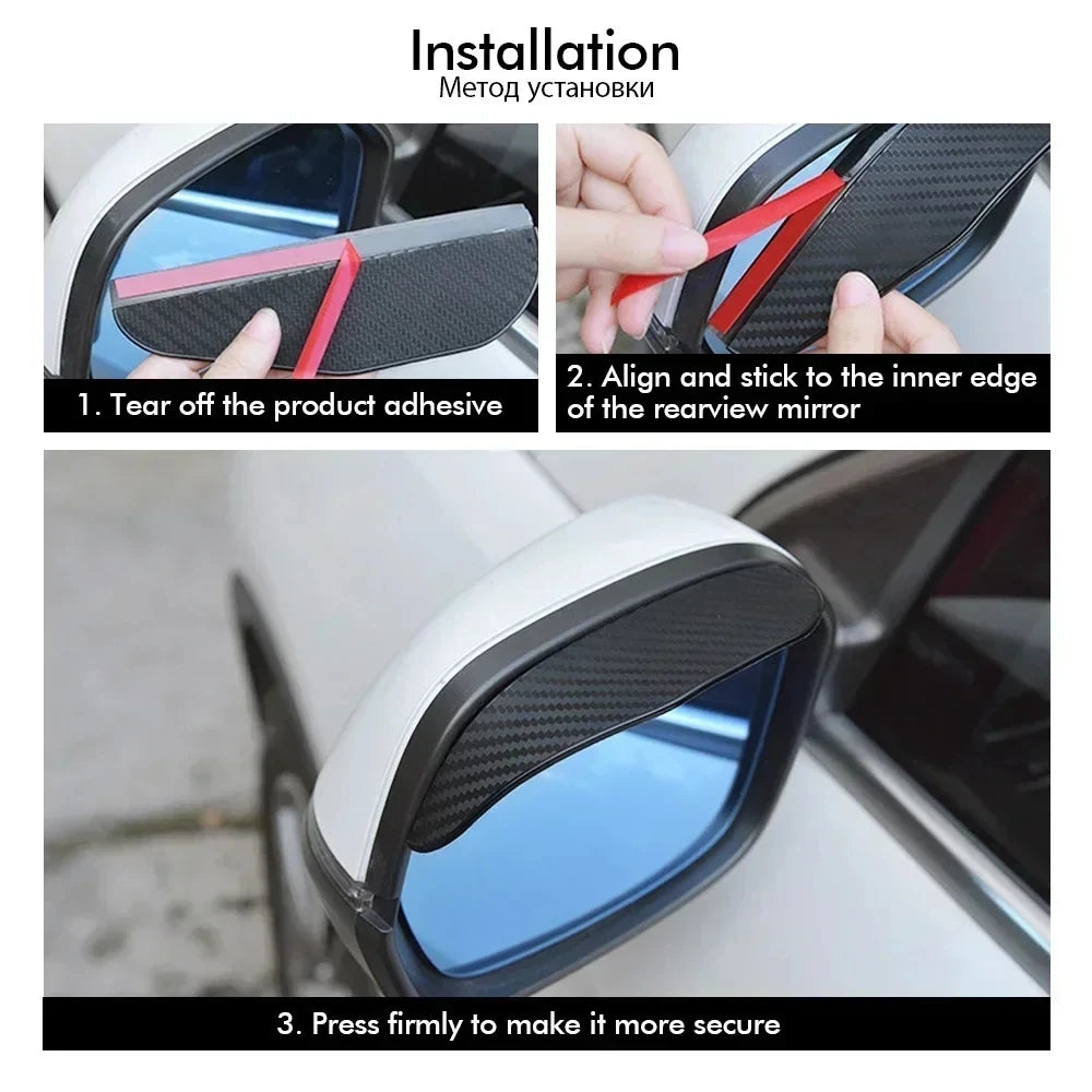 2 uds espejo retrovisor de coche lluvia ceja fibra de carbono protector contra la lluvia parasol Protector de visión clara para accesorios de espejo de coche