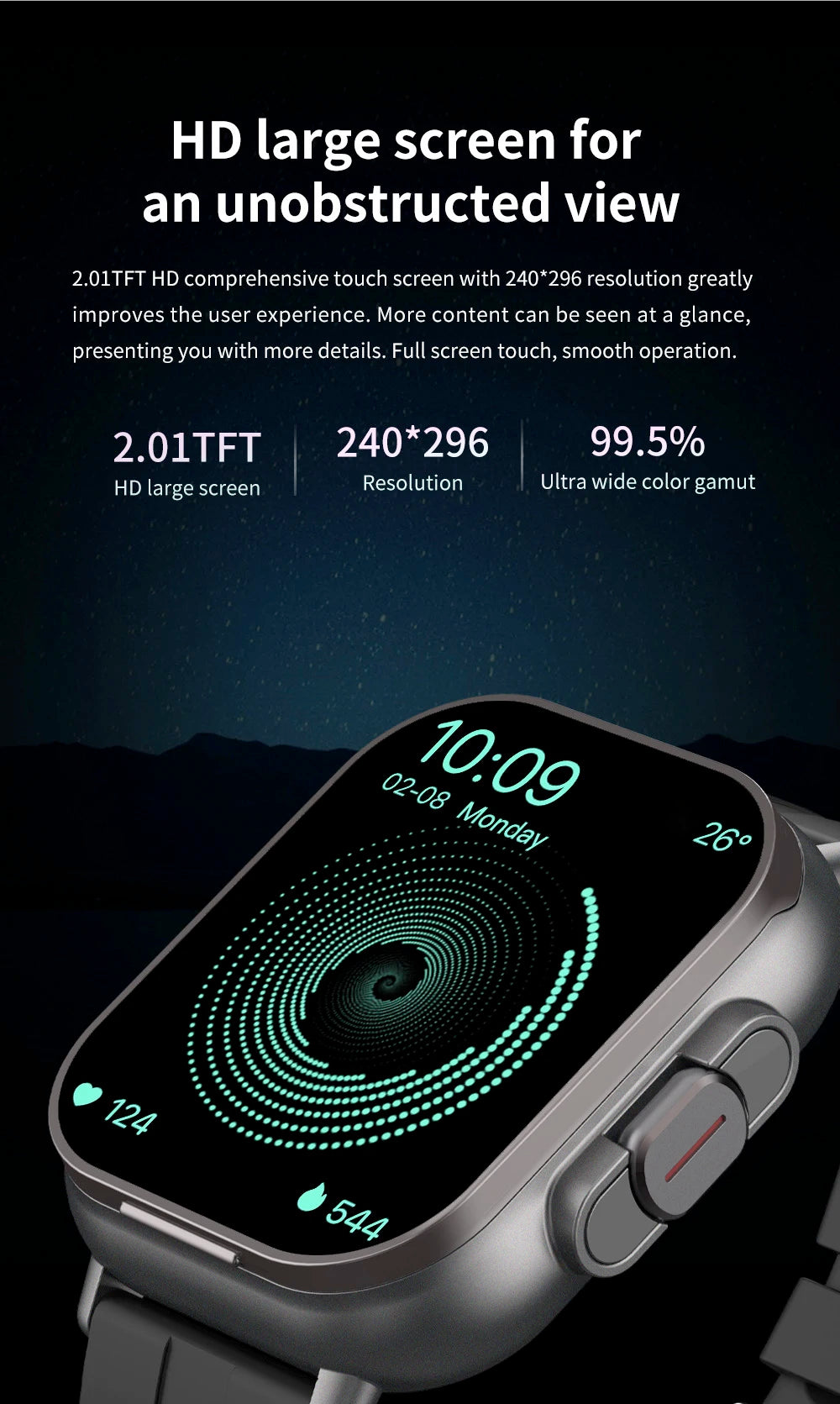 BT llamada diente azul auriculares relojes 2,01 "auriculares 2 en 1 reloj inteligente ritmo cardíaco deporte Fitness pulsera TWS auricular Smartwatch