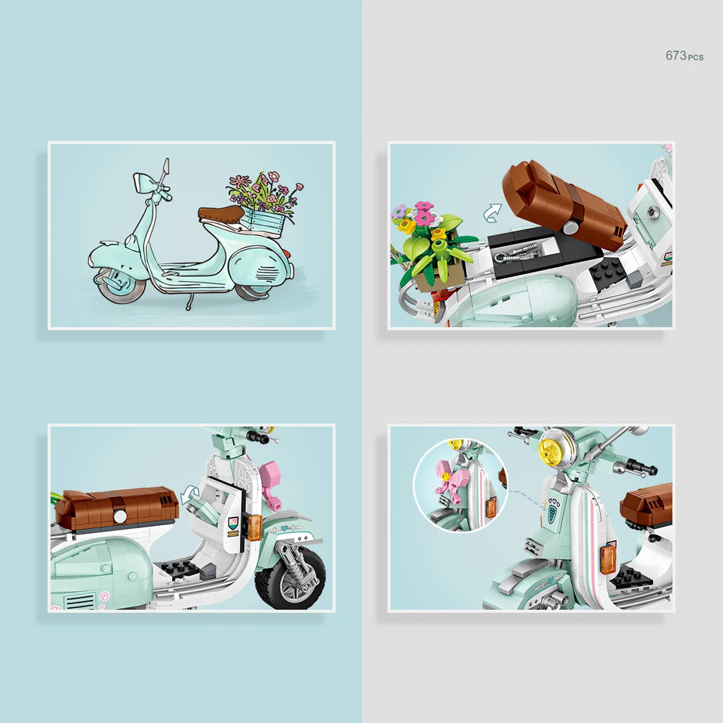 Bloques de Construcción LOZ-1117, Motocicleta Eléctrica Urbana, Modelo MOC para Armar, Decoración de Escritorio, Regalo Coleccionable para Adultos, Cumpleaños, Festividades