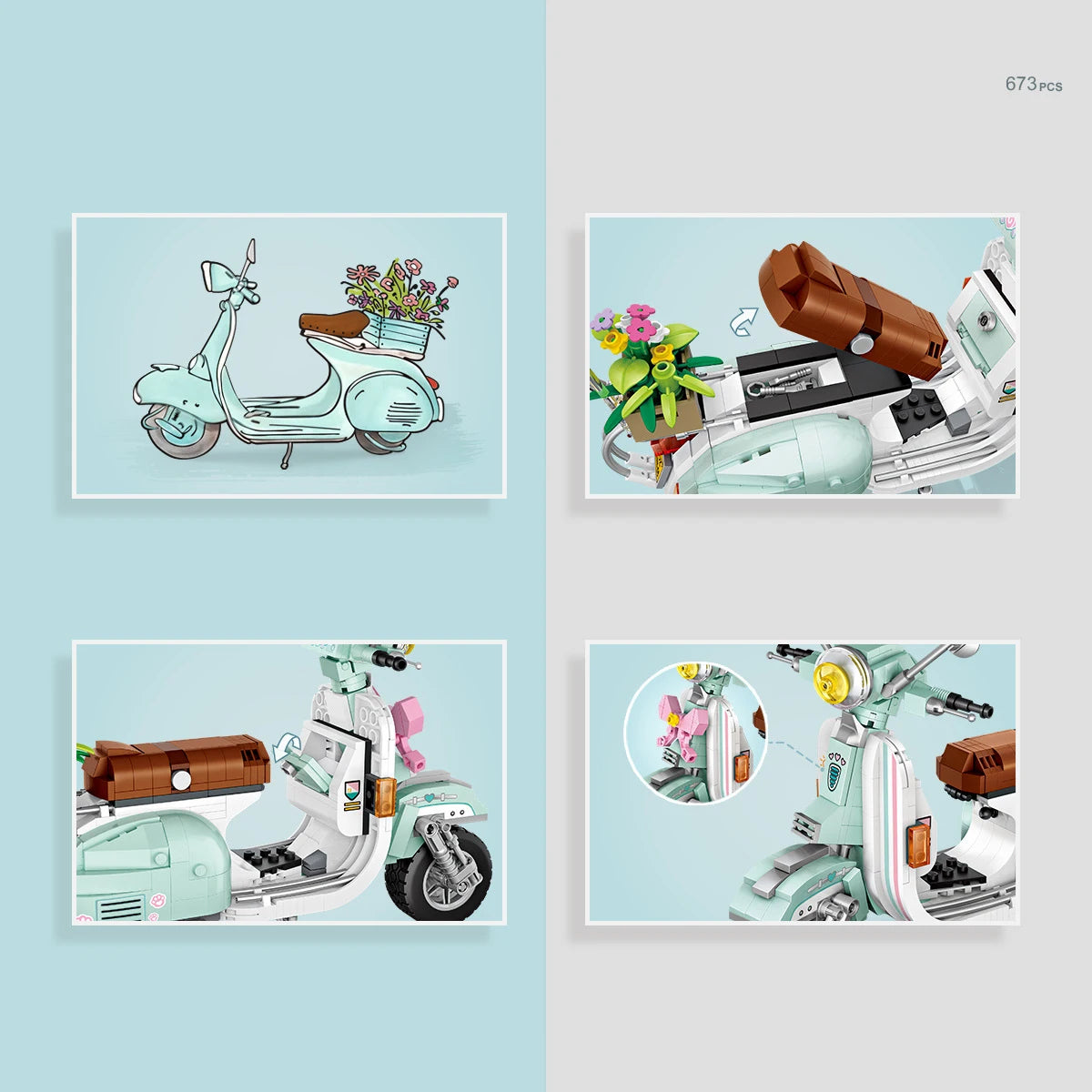 Bloques de Construcción LOZ-1117, Motocicleta Eléctrica Urbana, Modelo MOC para Armar, Decoración de Escritorio, Regalo Coleccionable para Adultos, Cumpleaños, Festividades