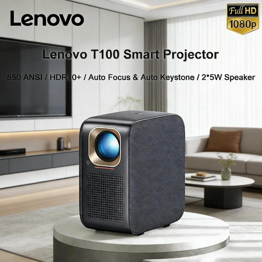 Proyector Inteligente Lenovo T100, 850ANSI, Calidad de Imagen Nativa 1080P, Enfoque Automático, Proyección Multimodo, Cine en Casa Inteligente