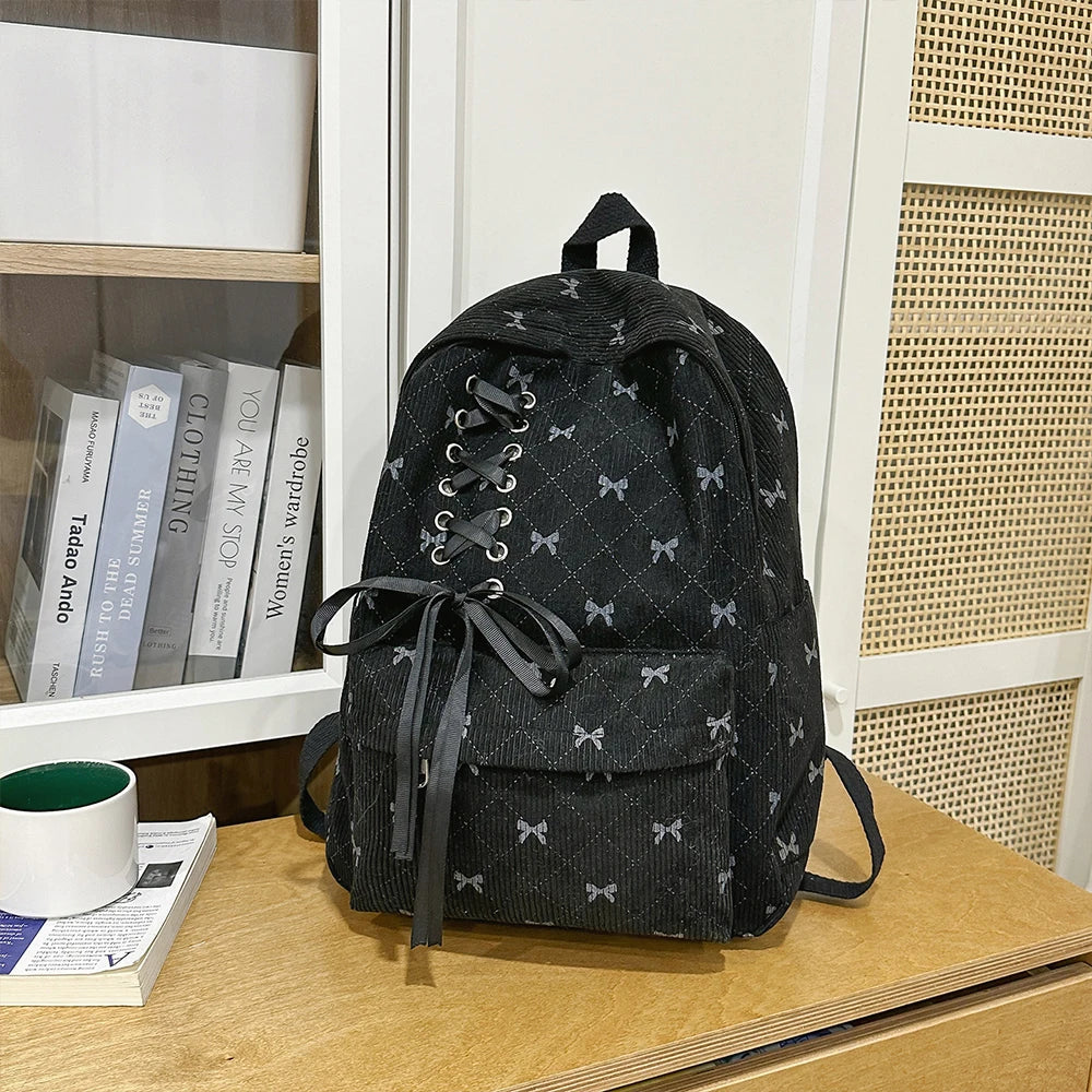 Mochila de Pana para Mujer, Gran Capacidad Estilo Universitario para Viajes