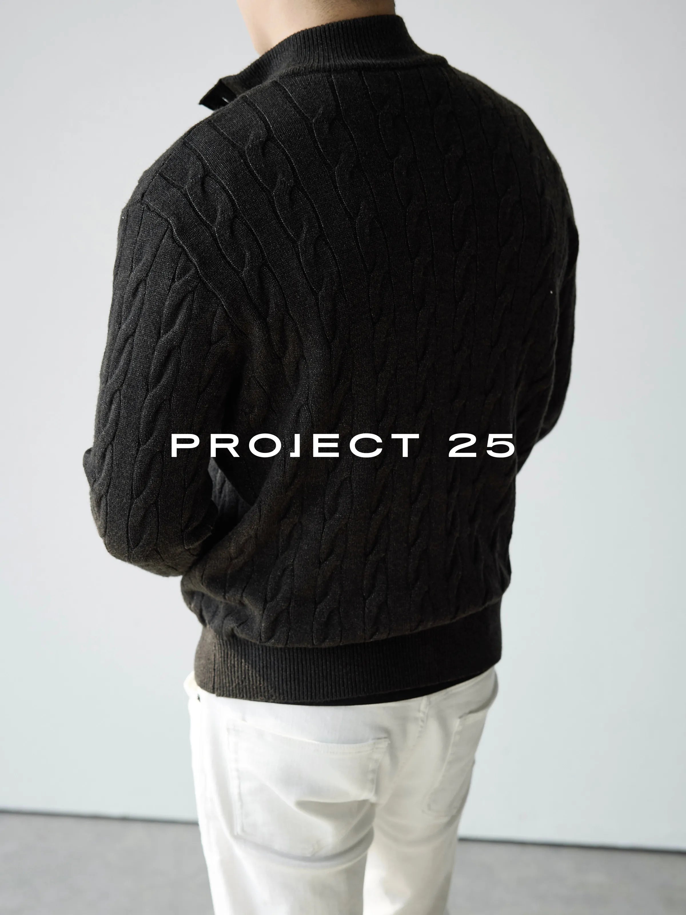 Suéter de Punto Trenzado con Cuello Alto y 4 Botones PROJECT 25 American Heritage para Hombre – Suéter Casual de Negocios de Lana Premium