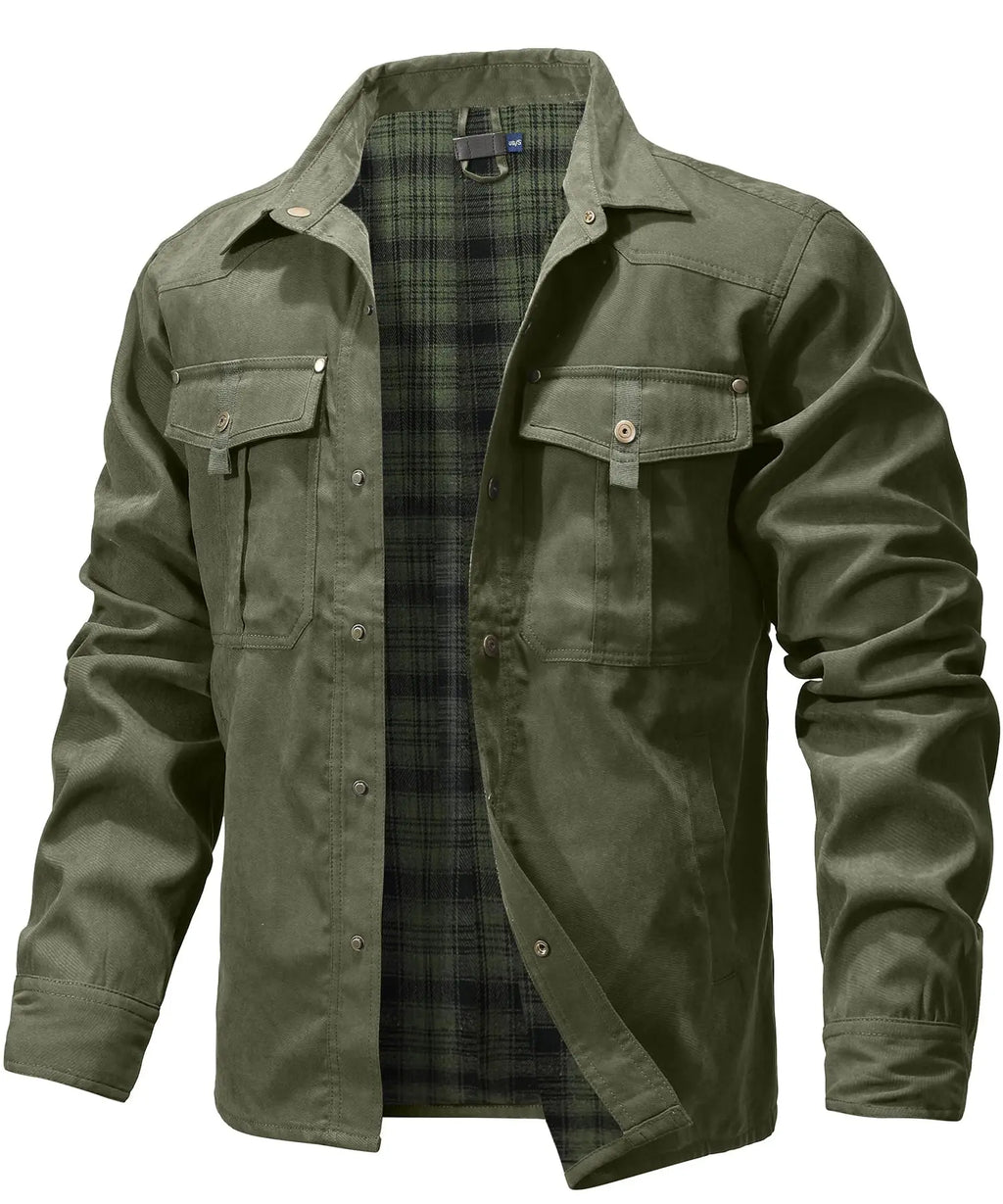 Chaquetas para hombre, camisa forrada de franela de primavera, abrigo, sudadera informal con botones a presión, estilo vaquero occidental, Top de alta calidad, talla estadounidense