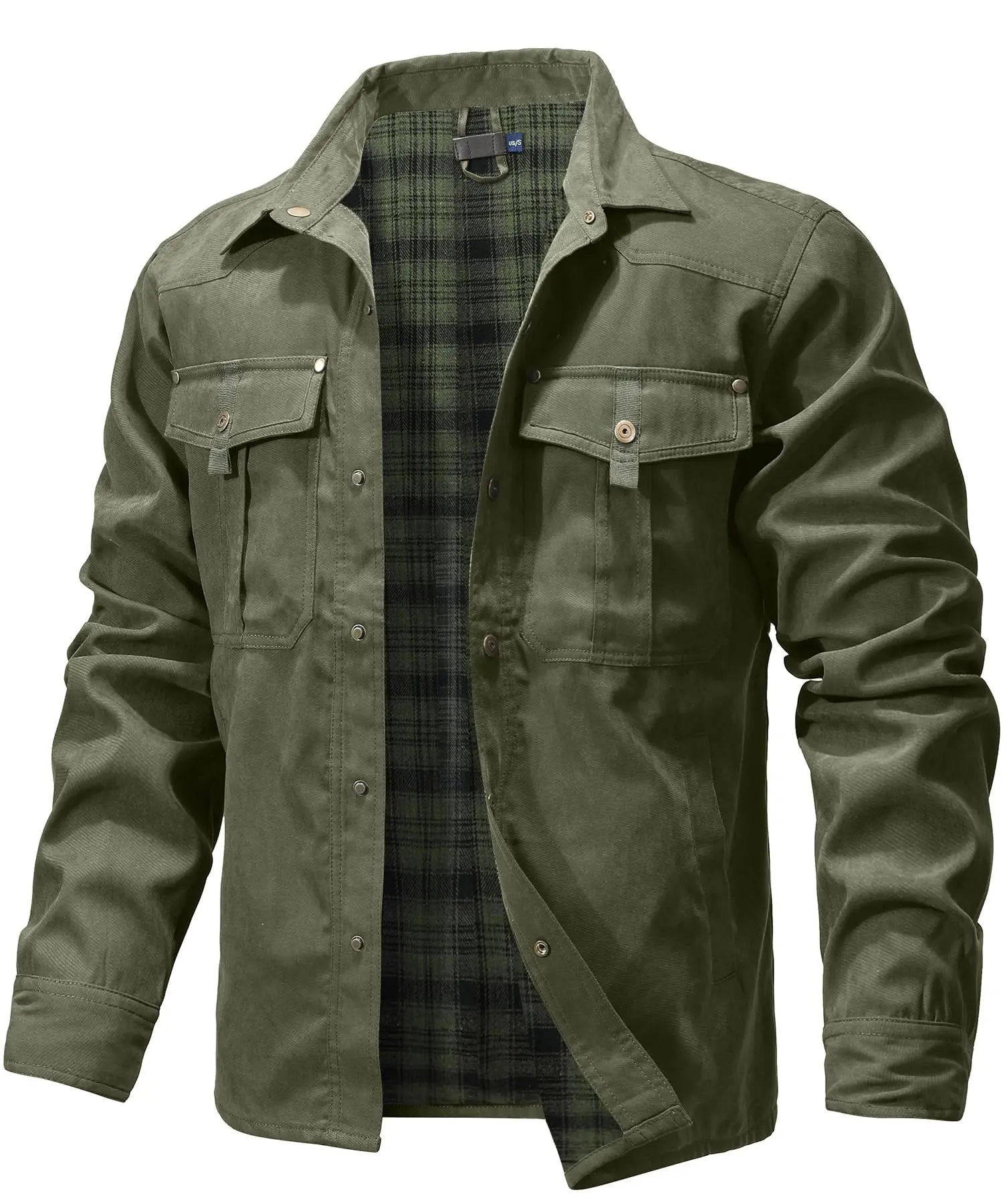 Chaquetas para hombre, camisa forrada de franela de primavera, abrigo, sudadera informal con botones a presión, estilo vaquero occidental, Top de alta calidad, talla estadounidense