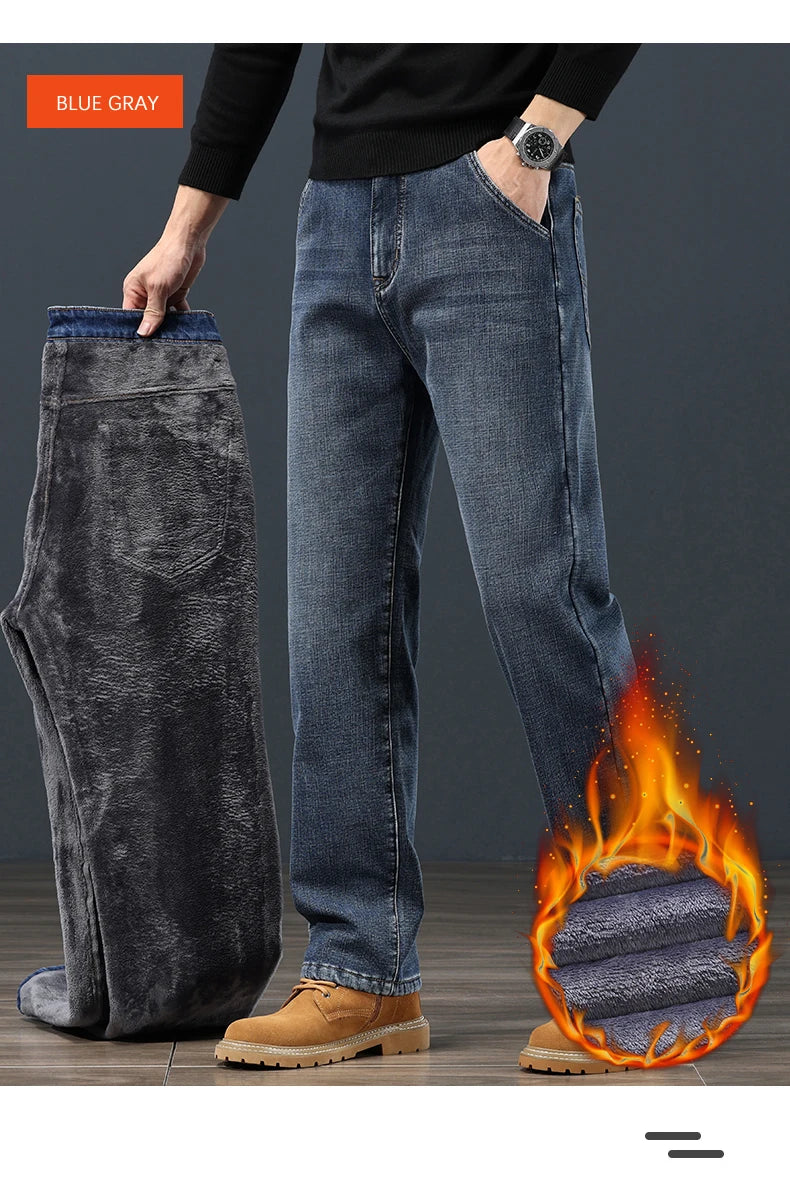 Pantalones Vaqueros de Invierno para Hombre, Terciopelo, Talla Grande 42-44