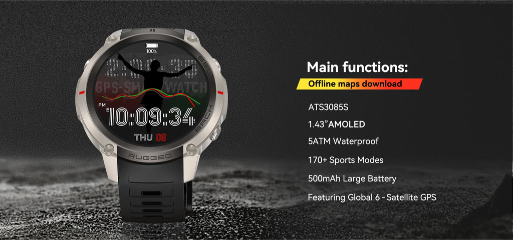 Reloj Inteligente GPS 1.43 Mapa Sin Conexión