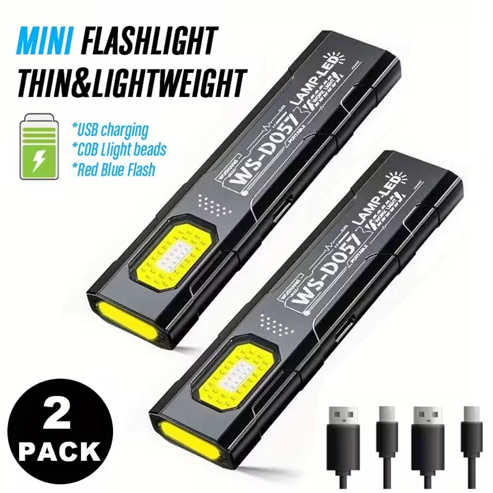 Linterna LED COB Recargable USB con Imán y Llavero - 5 Modos